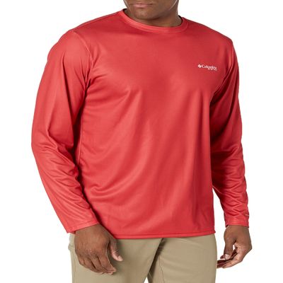 Columbia Men's Terminal Tackle PFG Patriot Long Sleeve, Red Spark/Bass, Small