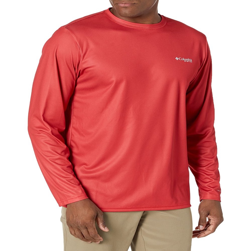 Columbia Men's Terminal Tackle PFG Patriot Long Sleeve, Red Spark/Bass, Small