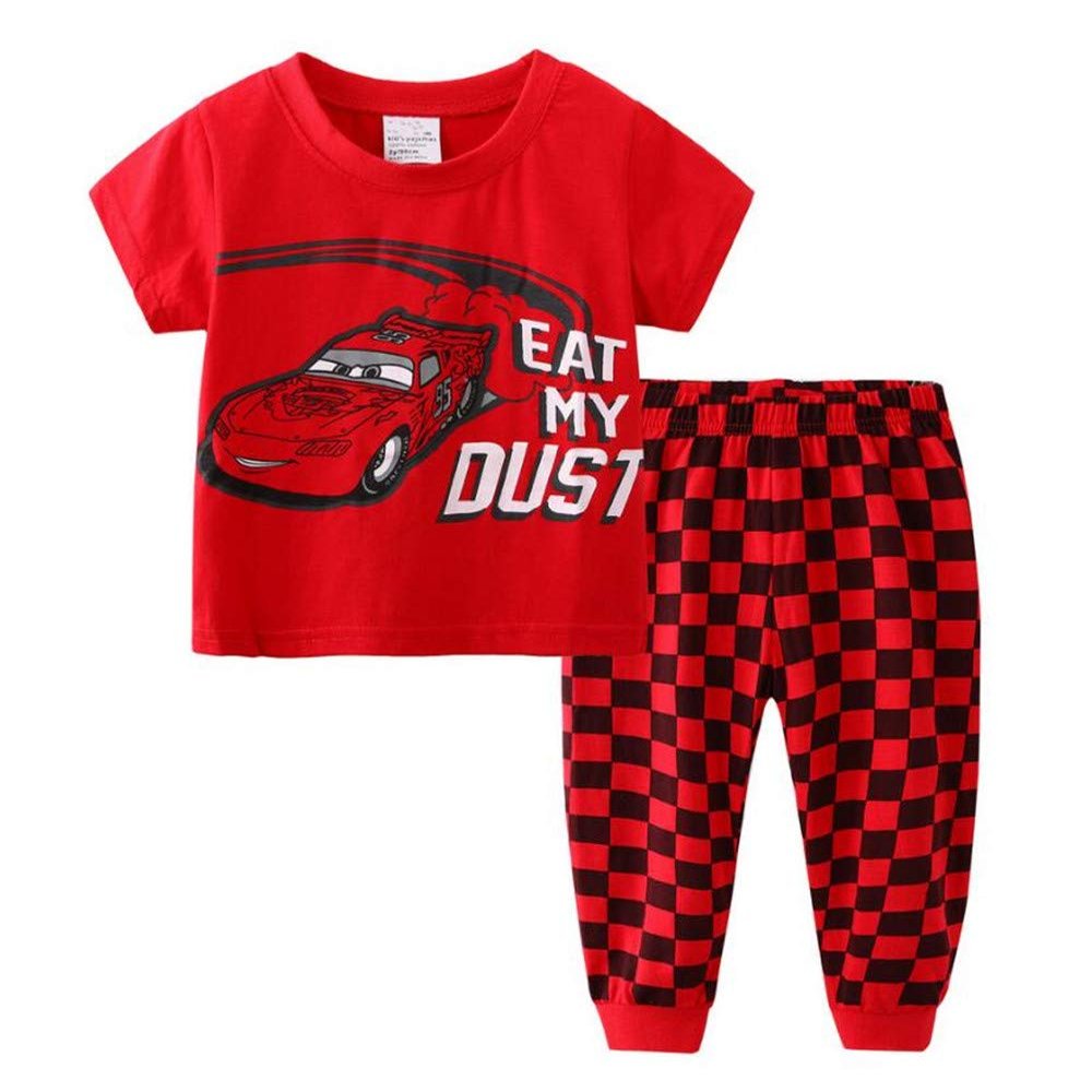 Boys Long Sleeve Super Mario Pajamas Sets Pjs Cotton Sleepwear Infant Kids (Cars, 4T, 4_years)