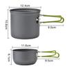Wakauto 1set Portable Camping Cookware People Lightweight Non-stick Pan and Teapot Outdoor Cooking Gear Utensils and Accessories for Hiking and Picnics Grey view 2