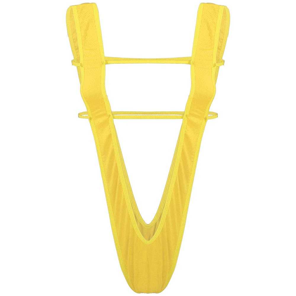 YiZYiF Women One-Piece Sling Shot Micro Bikini Halter Thong Teddy Bodysuit Swimwear (Slingshot Yellow)