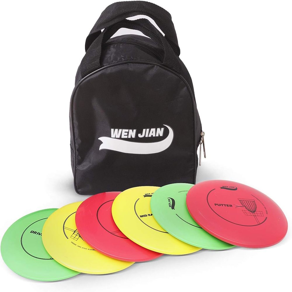 WEN JIAN Disc Golf Set, Disc Golf Starter Set with 6 Discs- Driver, Mid Range, Putter, Include Starter Disc Golf Carry Bag