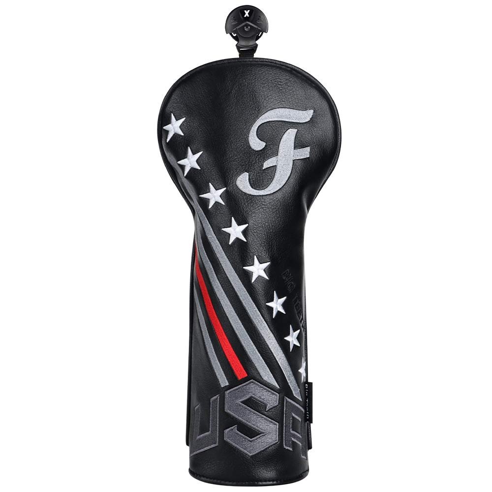 BIG TEETH Golf Head Covers Driver Hybrid Fairway USA Stripe and Star Golf Accessories (Fairway Cover)