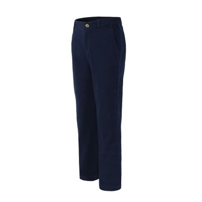 Bienzoe Girls School Uniform Pants: Adjustable Waist Cotton Stretch Slim Flat Front Big Kids Slacks Navy 16