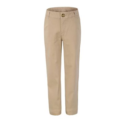 Bienzoe Girls School Uniform Pants: Adjustable Waist Cotton Stretch Slim Flat Front Big Kids Slacks Khaki 7