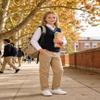 Bienzoe Girls School Uniform Pants: Adjustable Waist Cotton Stretch Slim Flat Front Big Kids Slacks Khaki 7 view 4