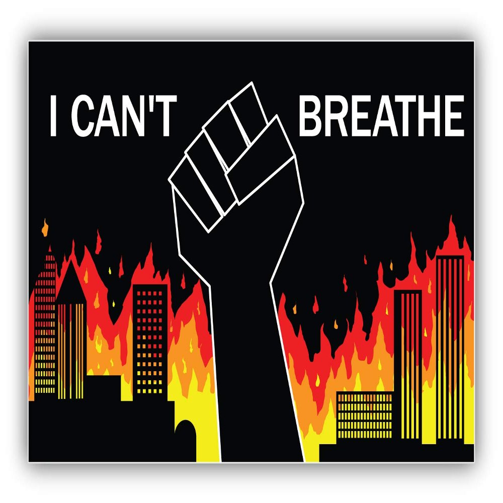 Black Lives Matter Justice for Floyd I Cant Breathe Fire Vinyl Sticker Decal