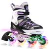 2PM SPORTS Cytia Pink Girls Adjustable Illuminating Inline Skates with Light up Wheels, Fun Flashing Beginner Roller Skates for Kids (Purple, Large - Youth (3-6 US)) view 1