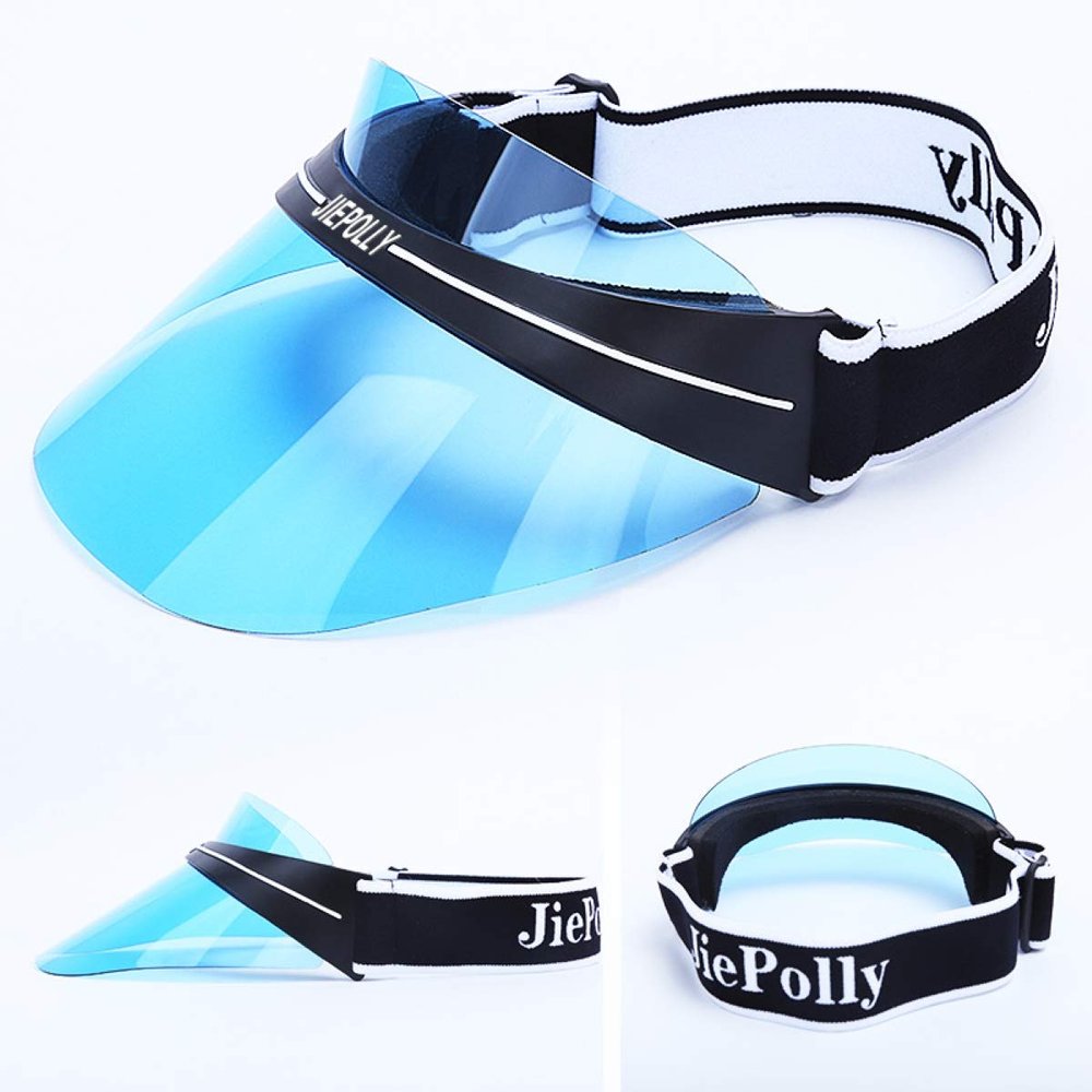 JEIPOLLY Sun Transparent Visor Hat UV Protection 2021 Summer Sun Hat with Adjustable Headband (Blue)