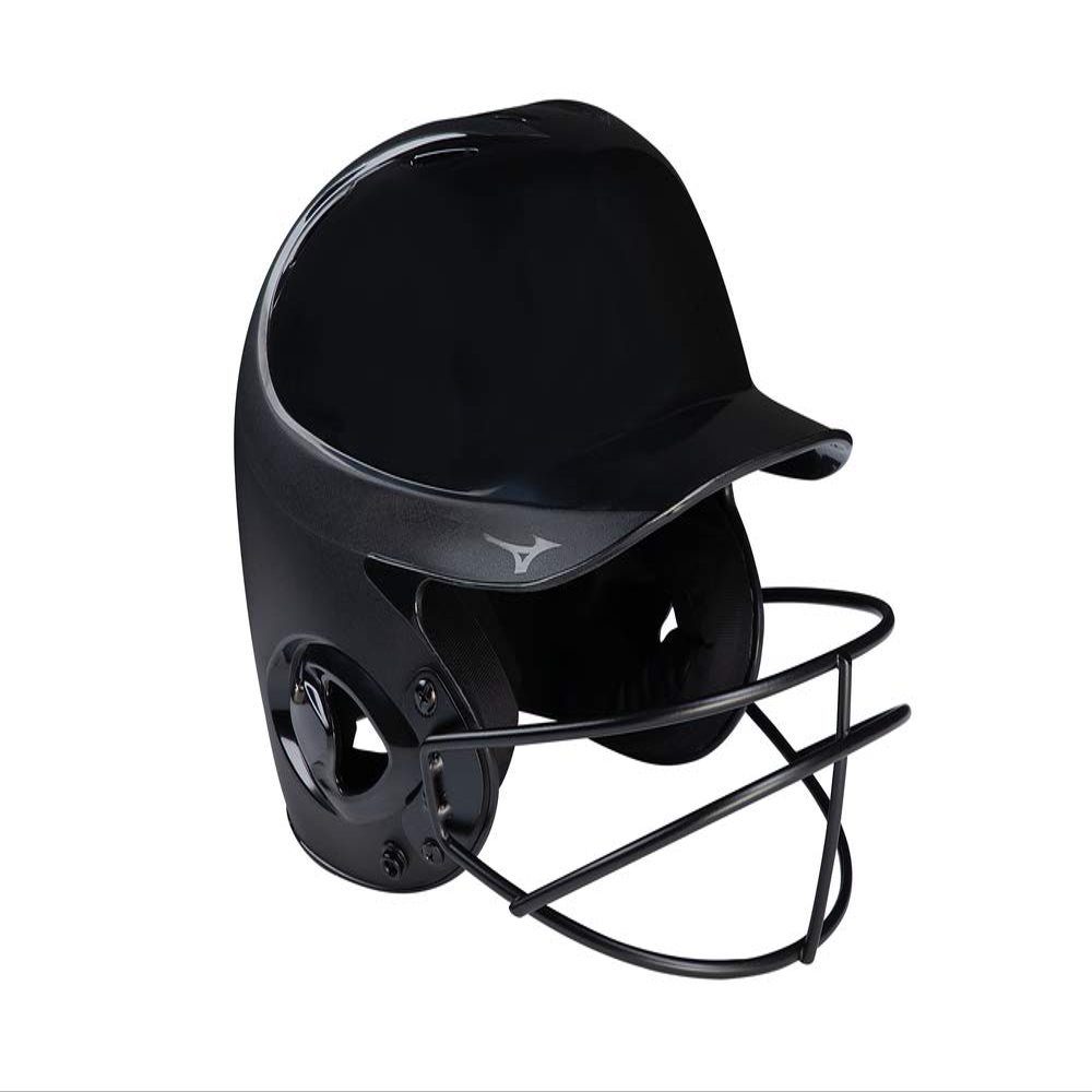 Mizuno MVP Series Solid Batting Helmet with Fastpitch Softball Mask, Small/Medium, Black