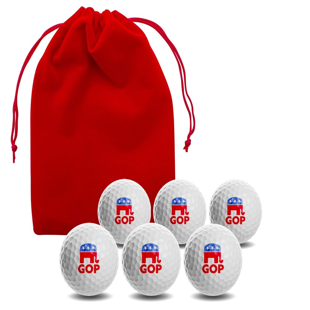 Clip Wipes 6 Republican Golf Balls with Red Tee Pouch (GOP-6PK)