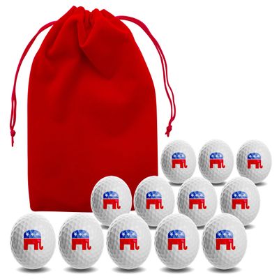 Clip Wipes 12 Republican Golf Balls with Red Tee Pouch (Seal-12PK)