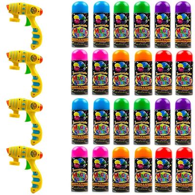 Toysery Party Streamer - Ultimate Spray String for Kids Christmas Party. Elevate Your Celebrations with Crazy Fun! Comes with 24 Spray String in Can (3oz) & 4 Streamer Shooter Guns