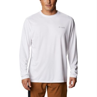 Columbia Men's Tall Size Terminal Tackle PFG Fish Flag LS, White/Collegiate Navy, 3X