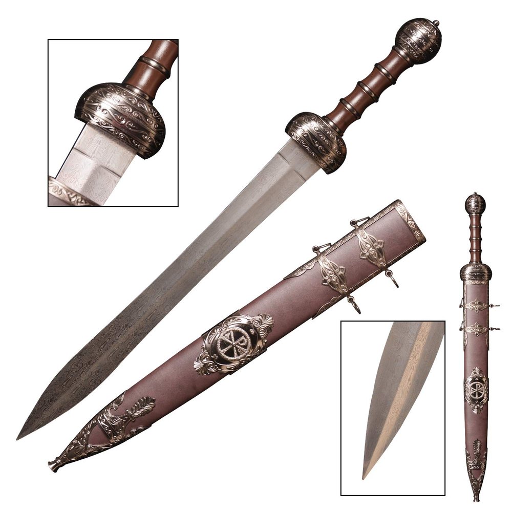 Fort Real Damascus Steel Sword, Custom & Personalized Medieval Knight Arming Sword with Scabbard
