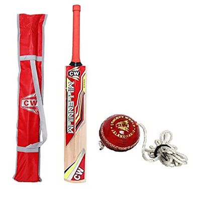 CW PACE Cricket Combo Set Kashmir Willow Cricket Bat SH with Hanging Ball for Practice