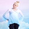 Daydance Women Ballet Tops Fading Color Mesh Balet Cover Up for Leotards, Swim Wear Sky Blue view 4