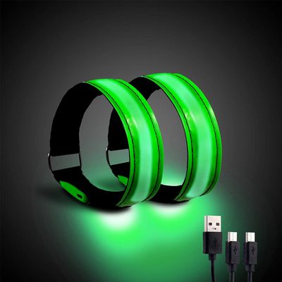OMKHE Rechargeable LED Armband for Running(2 Pack), Light Up LED Armband, High Visibility Reflective Running Gear for Night Safety, Running Lights for Running Walking Cycling