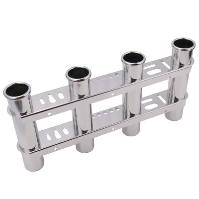 Fishing Rod Holder for Boat, Vertical Wall Mounted Fishing Rod Rack, Stainless Steel Rod Holder for Marine Boat,Fishing Boat, Truck (4 Tubes Upgrade)