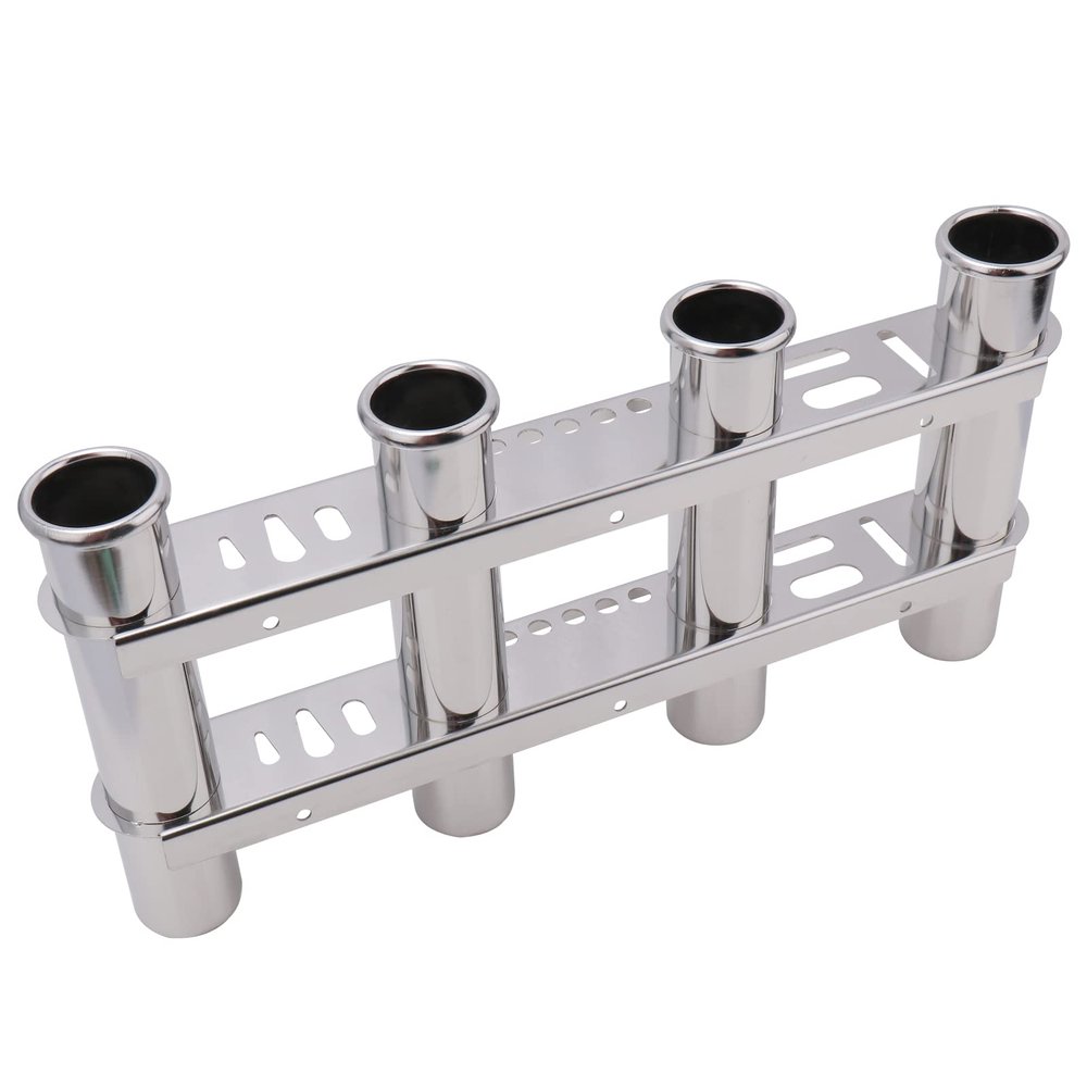 Fishing Rod Holder for Boat, Vertical Wall Mounted Fishing Rod Rack, Stainless Steel Rod Holder for Marine Boat,Fishing Boat, Truck (4 Tubes Upgrade)