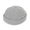 UNDERCONTROL Seersucker Brimless Stripe Sailor Fisherman Leon Hat Rolled Cuff Harbour Skull Docker Beanie Cap for Men & Women (Black) view 2