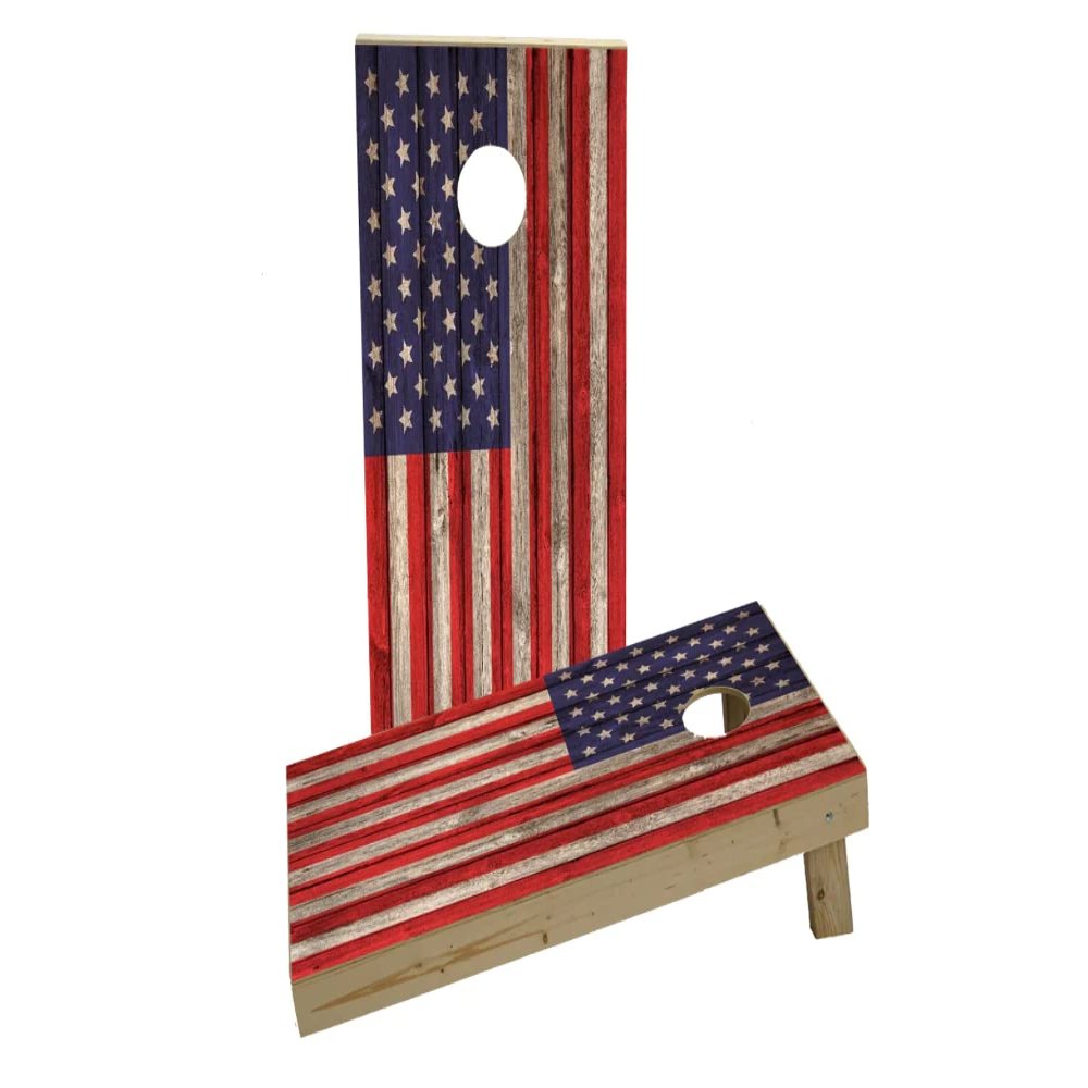 American Flag Wood Slat Custom Cornhole Board Game Set