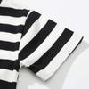 Boys Black and White Striped T-Shirt, Short Sleeve Crewneck Tees Top Shirt Size 8 view 4