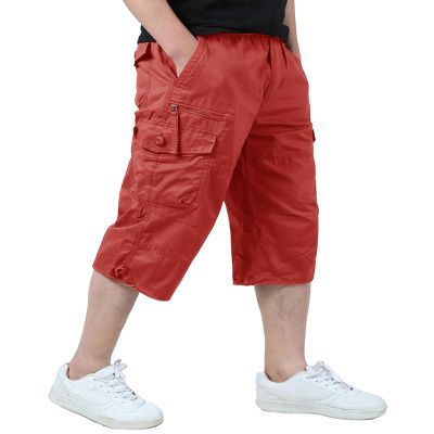 EKLENTSON Capri Pants for Men Lightweigh Workout Gym Sports Active Athletic Outdoor Shorts Cargo Shorts for Men, Magenta, 40