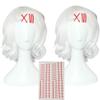 Betonsa Cosplay Wig Anime Short White Wavy Halloween Xmas Party Wigs with 5clips tattoo view 1