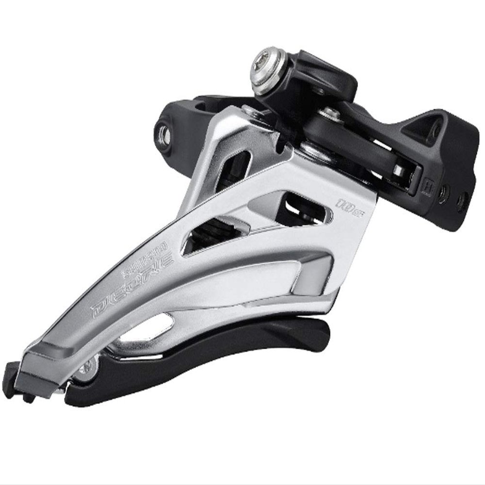 Shimano Deore FD-M4100-M Front Derailleur - 10 Speed, Double, Side Swing, Front Pull, Clamp Band, Silver/Black