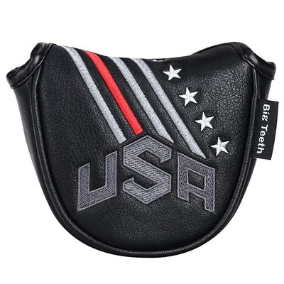BIG TEETH Golf Putter Cover Square Half Heel Shaft Mallet Putter Head Covers USA Stripe and Star Fit for Most Brand Golf Putters (Mallet Cover)