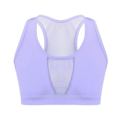 Yeahdor Kids Girls Sleeveless Racer Back Sports Dance Bra Mesh Splice Tanks Crop Top Workout Fitness Activewear Lavender 6