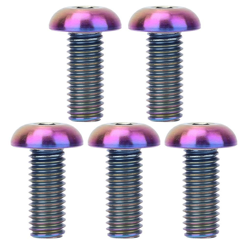 5PCS/ Pack M5x12 Water Bottle Cage Bolts M5x10 Disc Brake Screws Alloy Screws Set(M512 Colorful)