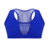 Agoky Kids Girls Sports Bra Fitness Yoga Dance Tank Top Mesh Splice Gymnastic Ballet Workout Running Shirts Blue 8 view 3