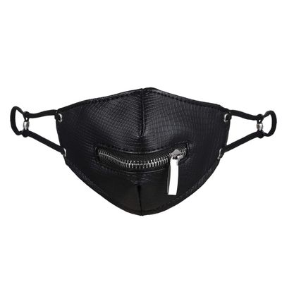 JewelryWe Steampunk Gothic Black Leather Zipper Half Face Mask Ski Cosplay Mask, for Halloween Costumes