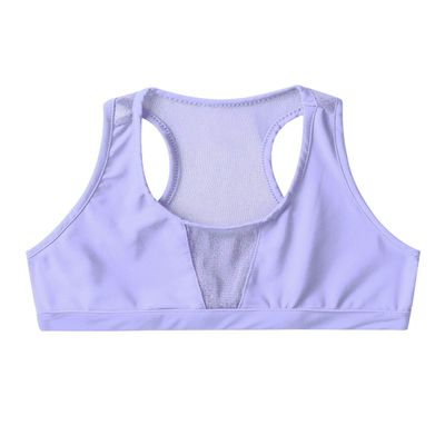 Agoky Kids Girls Sports Bra Fitness Yoga Dance Tank Top Mesh Splice Gymnastic Ballet Workout Running Shirts Lavender 6