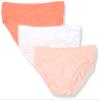 Warner's Women's Blissful Benefits No Muffin 3 Pack Hipster Panties, Sugar Coral/White/Peach Glow, XL view 1