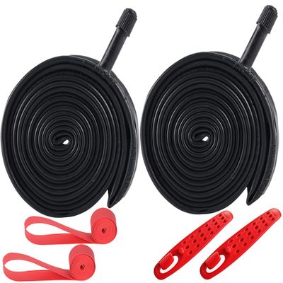 2-Pack 20x1.75/2.125 Bike Inner Tubes Schrader Valve 48mm 20" Tubes Plus 2 Bike Tire Strips Compatible with 20x1.75 20x1.9 20x1.95 20x2.0 20x2.125 Bicycle Tubes