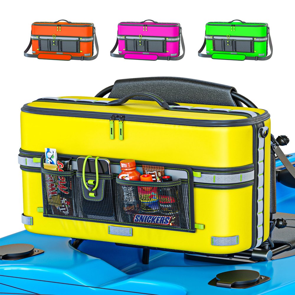 Skywin Kayak Cooler Behind Seat, Waterproof Cooler for Kayaking, Compatible with Lawn-Chair Style Seats, Store Drinks and Keeps Them Cool All Day (Yellow)