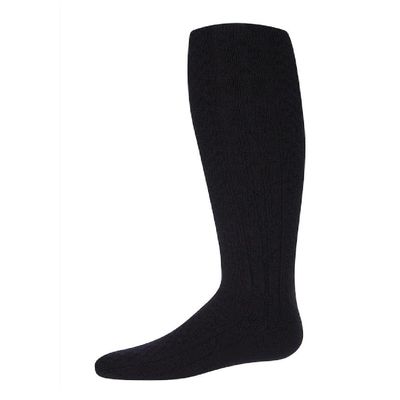 MeMoi Girls Cozy Cable Ribbed Knit Knee-High Socks Black 7-8