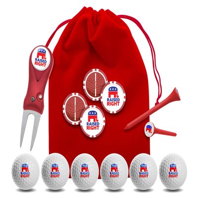 Clip Wipes Republican Golf Balls | Republican Golf Gifts & Accessories Package #3 (Raised-Red)