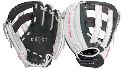 Easton | GHOST FLEX Youth Softball Glove | Right Hand Throw | 10" | Grey/White/Pink