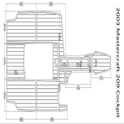 JZ 2003 Mastercraft 209 Cockpit Boat EVA Teak Decking 1/4" 6mm (Dark Grey and Black)
