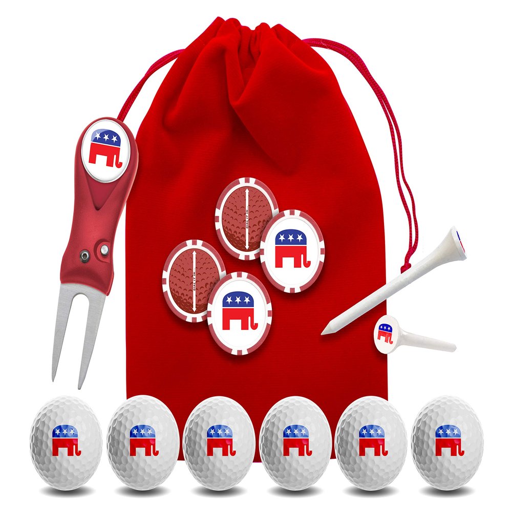 Clip Wipes Republican Golf Balls | Republican Golf Gifts & Accessories Package #3 (Seal-White)