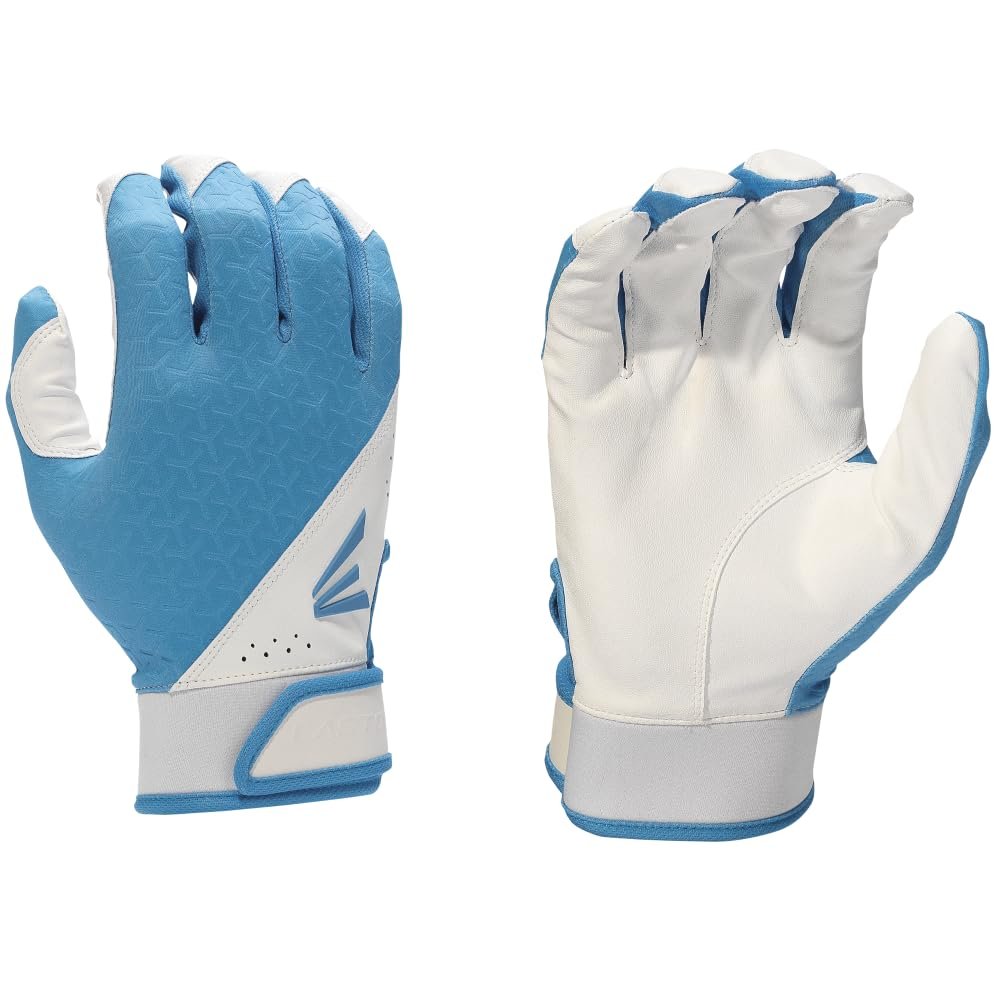 Easton | FUNDAMENTAL Fastpitch Softball Batting Gloves | Adult Medium | White/Carolina Blue