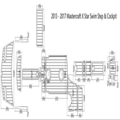 JZ 2013-2017 Mastercraft X Star Swim Step & Cockpit Boat EVA Teak Decking 1/4" 6mm (Grey and Black)