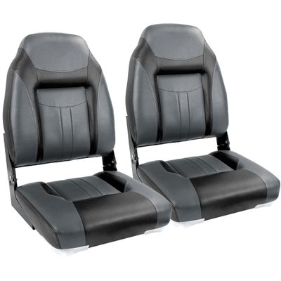 NORTHCAPTAIN S1 Deluxe A Pair of Marine High Back Folding Fishing Boat Seat,Stainless Steel Screws Included,Charcoal/Black(2 Seats)