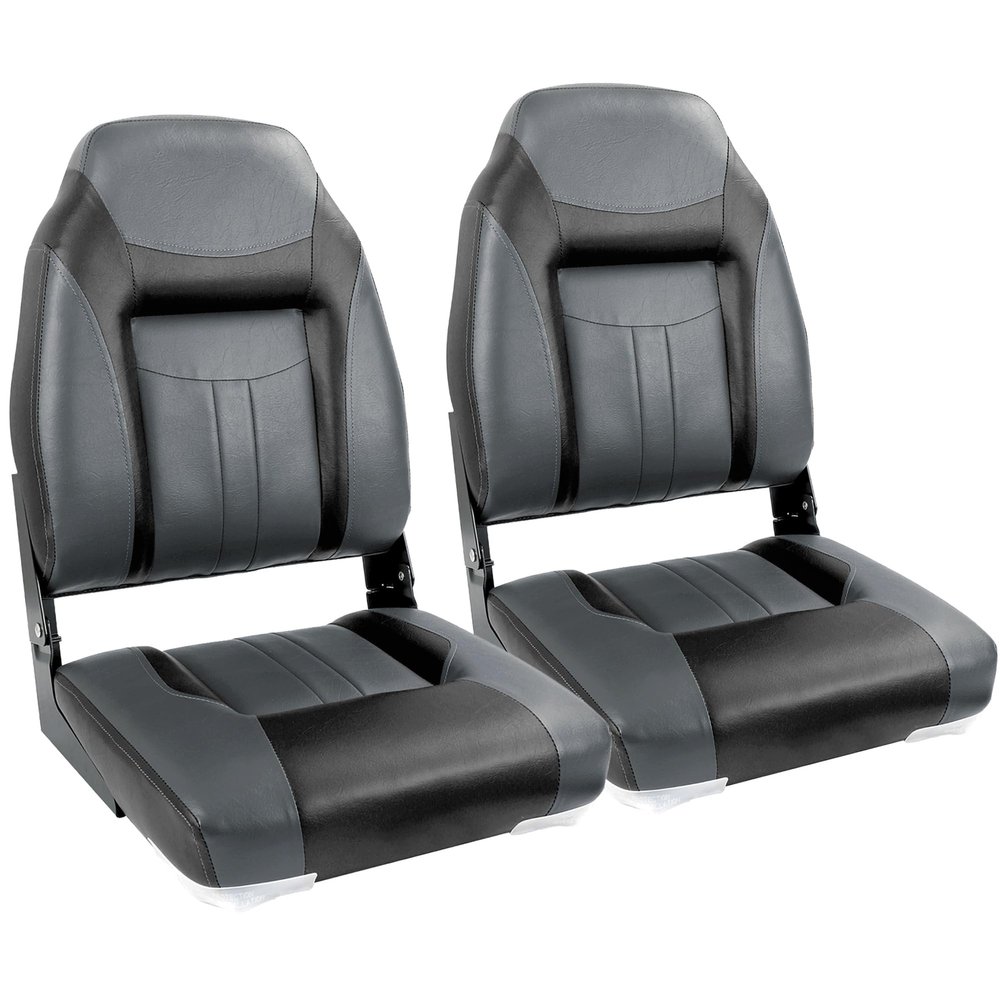 NORTHCAPTAIN S1 Deluxe A Pair of Marine High Back Folding Fishing Boat Seat,Stainless Steel Screws Included,Charcoal/Black(2 Seats)