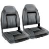 NORTHCAPTAIN S1 Deluxe A Pair of Marine High Back Folding Fishing Boat Seat,Stainless Steel Screws Included,Charcoal/Black(2 Seats) view 1