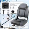 NORTHCAPTAIN S1 Deluxe A Pair of Marine High Back Folding Fishing Boat Seat,Stainless Steel Screws Included,Charcoal/Black(2 Seats) view 4